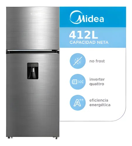 Heladera Midea 412L Inverter No Frost MDRT580MTE46ADW Inoxidable