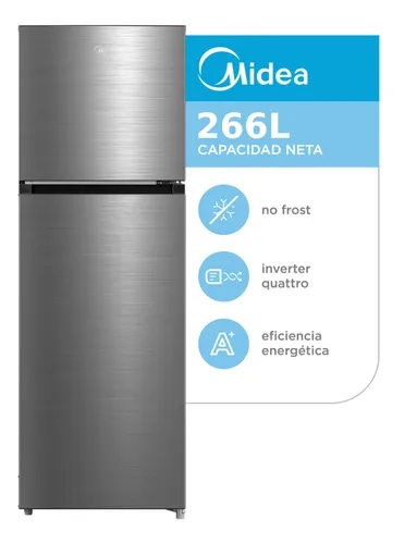 Heladera Midea No Frost Inverter Top Mount 266L Inox MDRT385MTF46AD