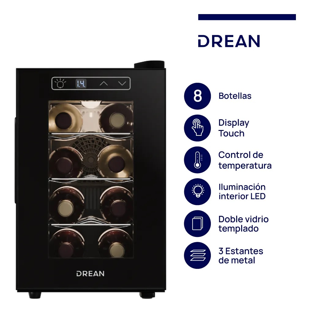 Cava de vino para 8 botellas Negro Drean - CVDR08CN0