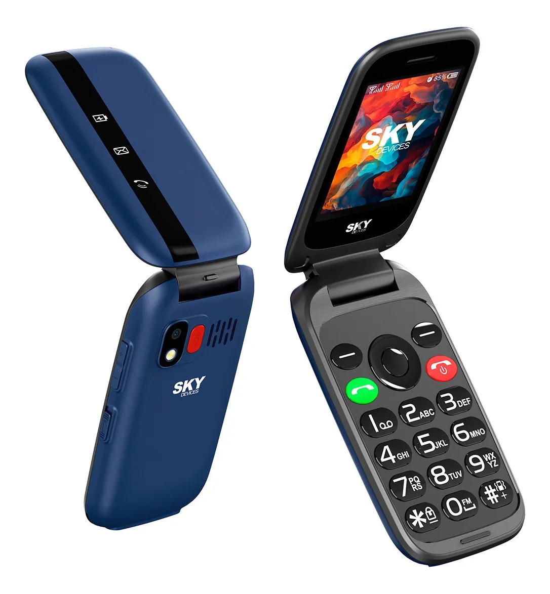 Celular Sky Devices Flip Con Tapita 4g Libre Numeros Grandes Azul