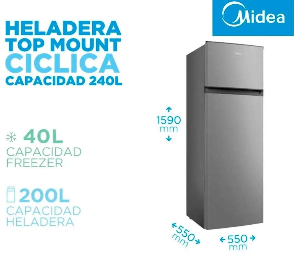 Heladera Cíclica Top Mount 240L Silver MDRT333FGE50A
