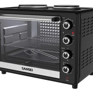 Horno Eléctrico Sansei 63L Con Convección y anafe Negro