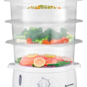 Vaporera Eléctrica De Alimentos Suono 3 Bandejas 9l Color Blanco