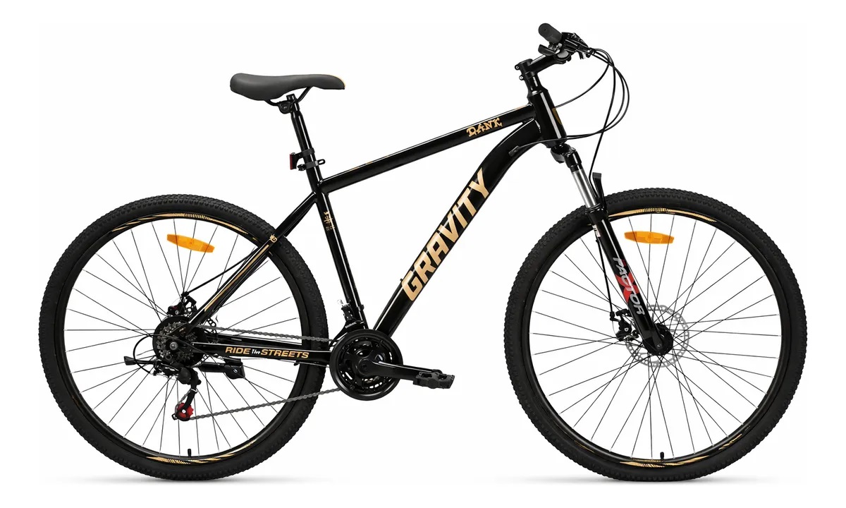 BICICLETA MTB GRAVITY DANK ND TALLE M/ R29 NEGRO Y DORADO