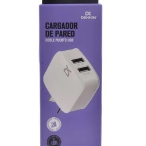 CARGADOR DE PARED DOBLE PUERTO USB 2A DEKKIN