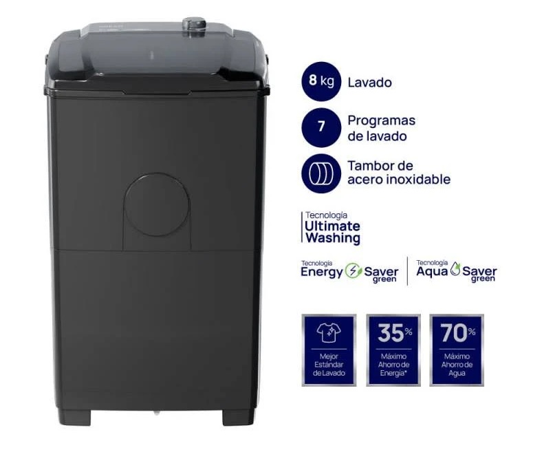 Lavarropas Semiautomatico Drean Ltdr87sg0 8 Gris