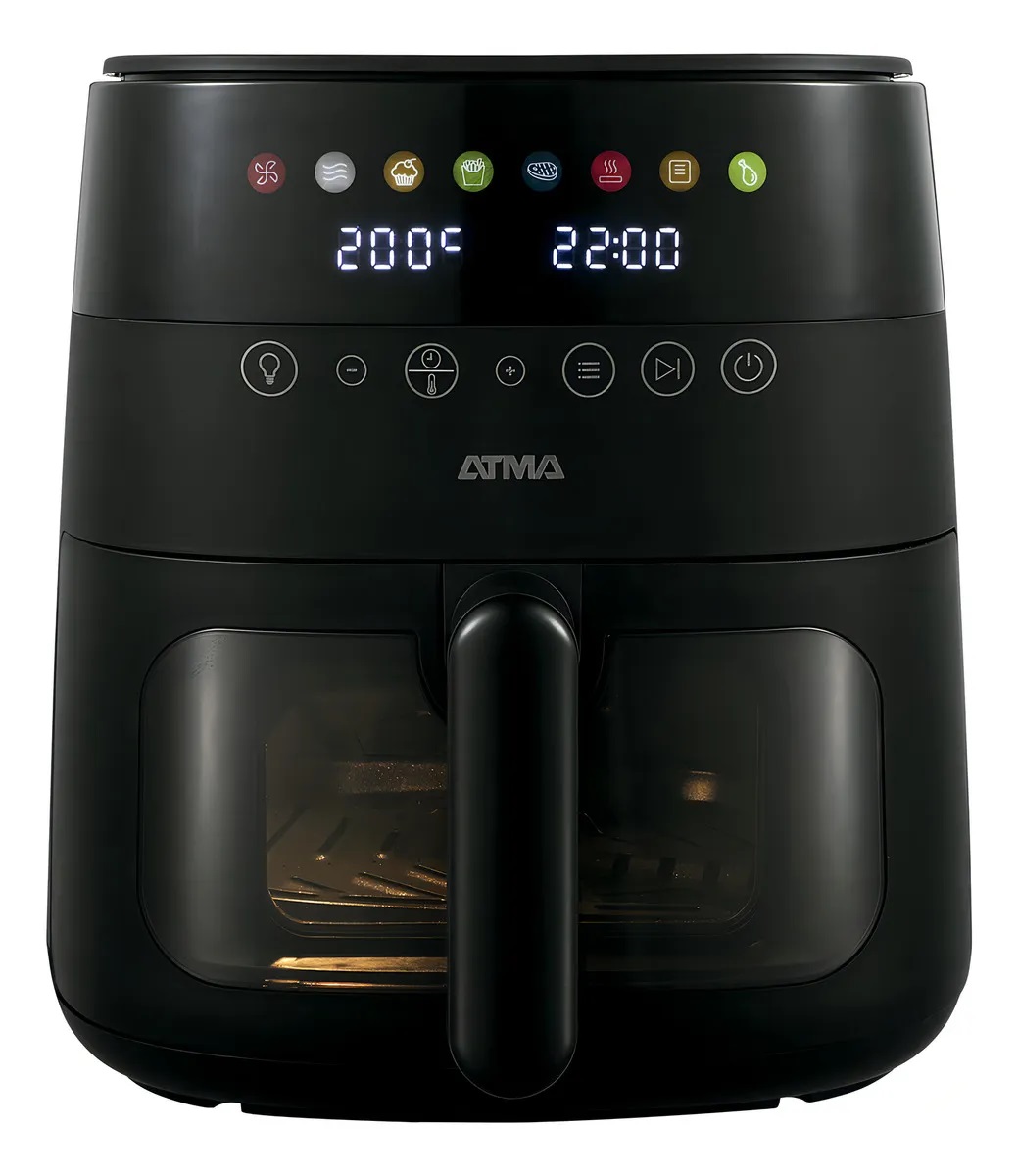FREIDORA DE AIRE ATMA 8L DIGITAL C/VISOR NEGRA FR248ABP