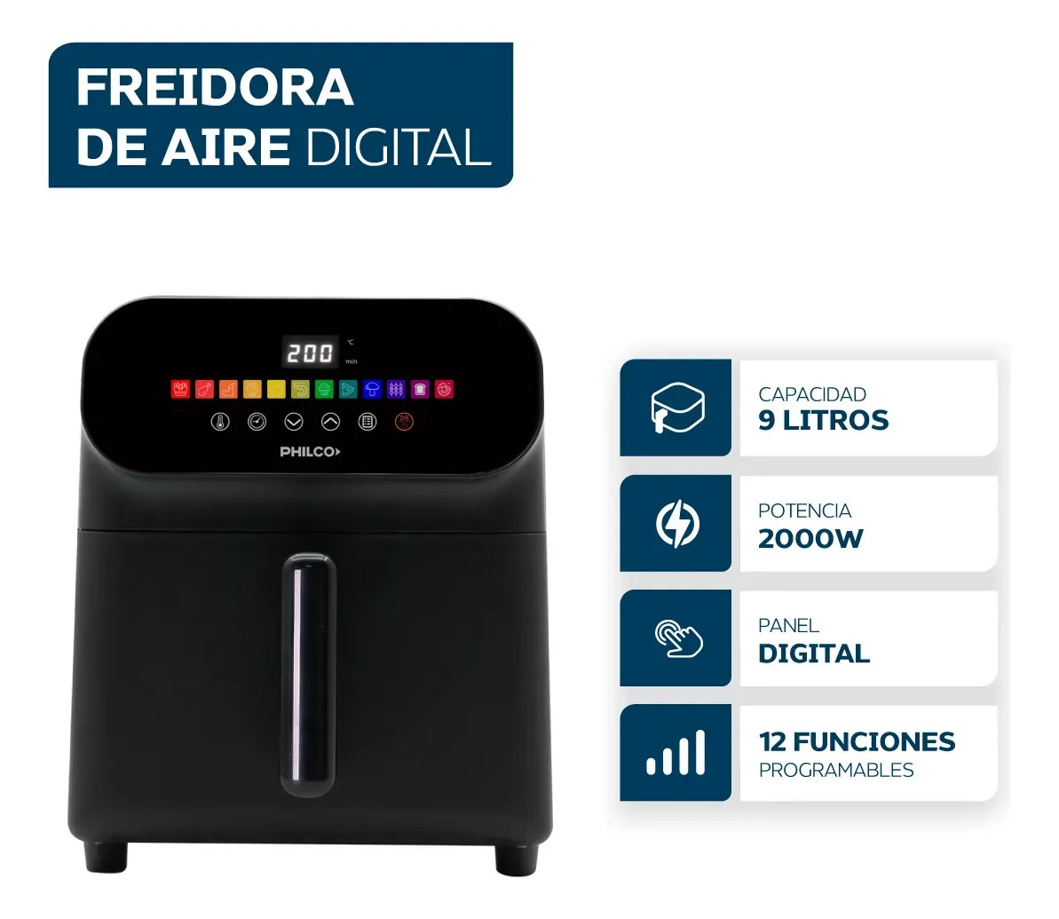 Freidora de Aire Philco Digital 9Lts 2000Watts
