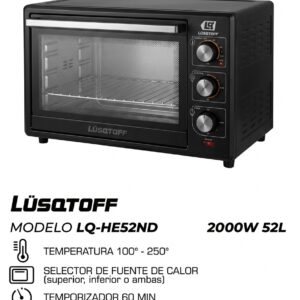 HORNO ELECTRICO LUSQTOFF 52L BLACK
