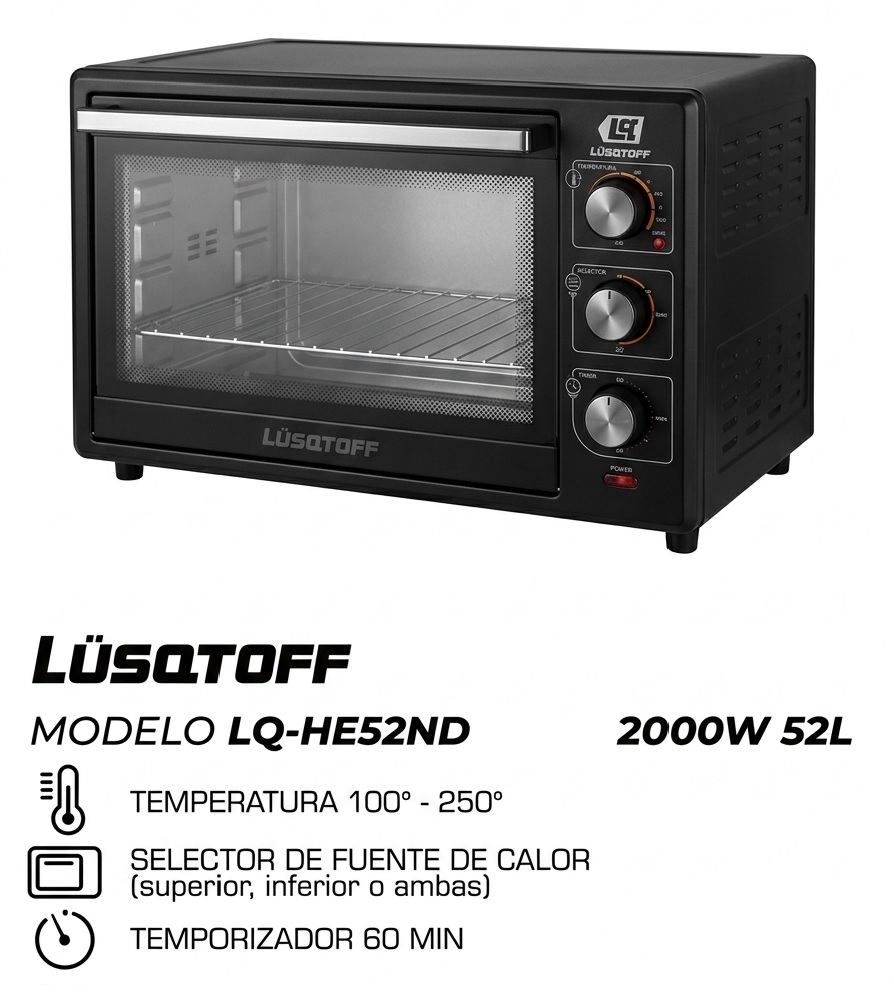 HORNO ELECTRICO LUSQTOFF 52L BLACK