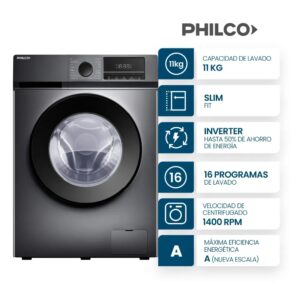 LAVARROPAS PHILCO 11KG INVERTER C/F GREY