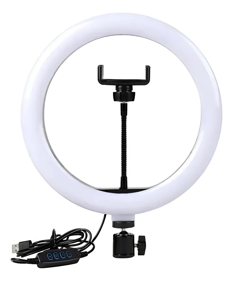 Aro Anillo Luz Led 20cm Profesional Foto Video Regulable Usb 3 Tonos