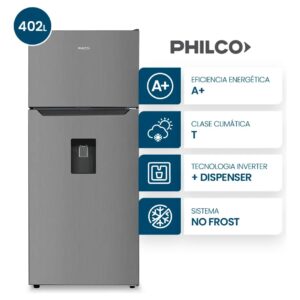 Heladera Philco Top Mount 402Lts Inverter No Frost Inox PHNT453XDI2