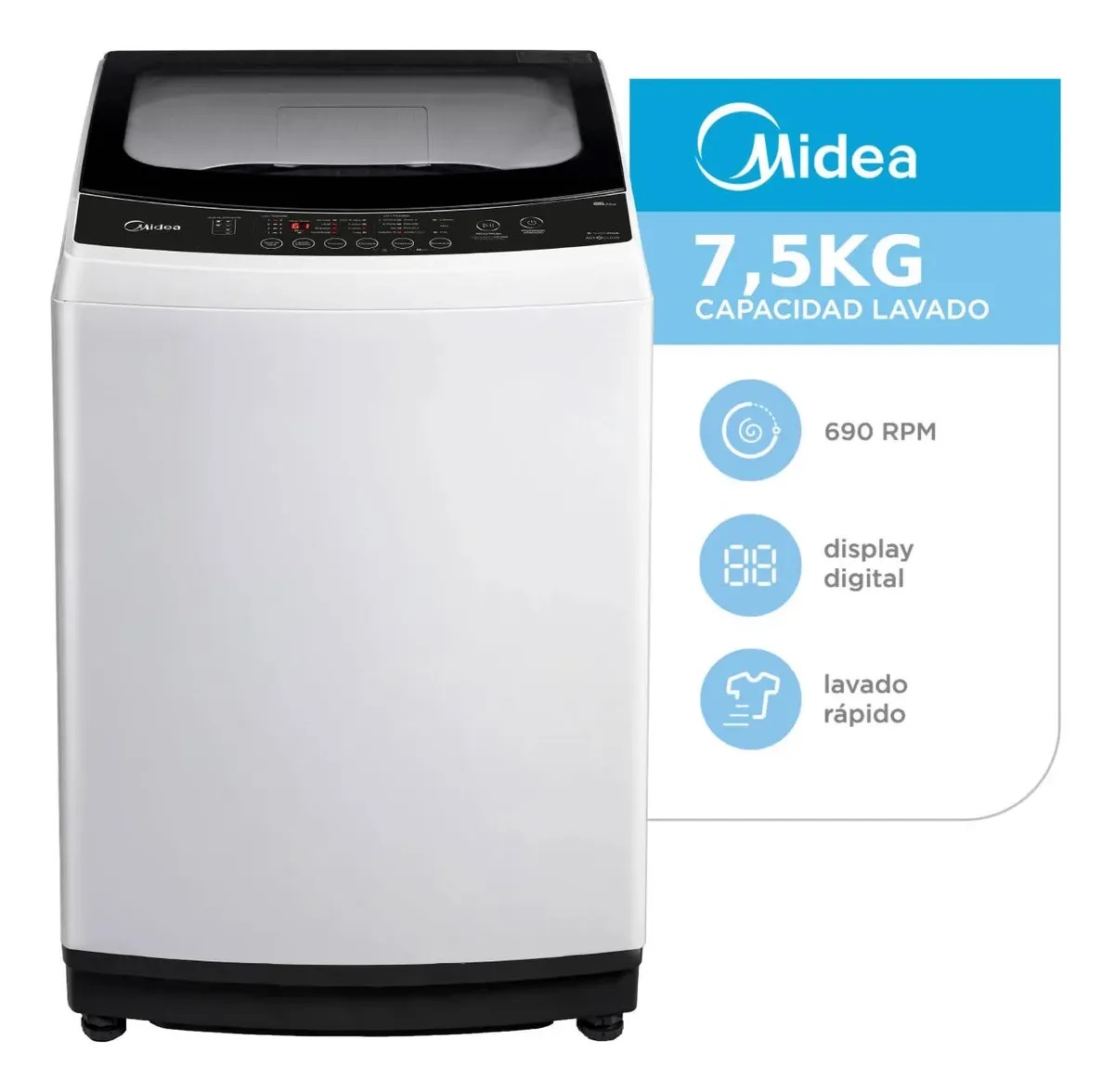 LAVARROPAS MIDEA CARGA SUPERIOR 7.5 BLANCO