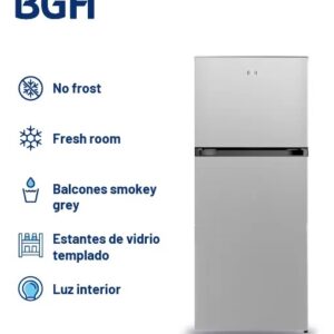 Heladera No Frost BGH 404 Lts inverter BRT405I1A inox