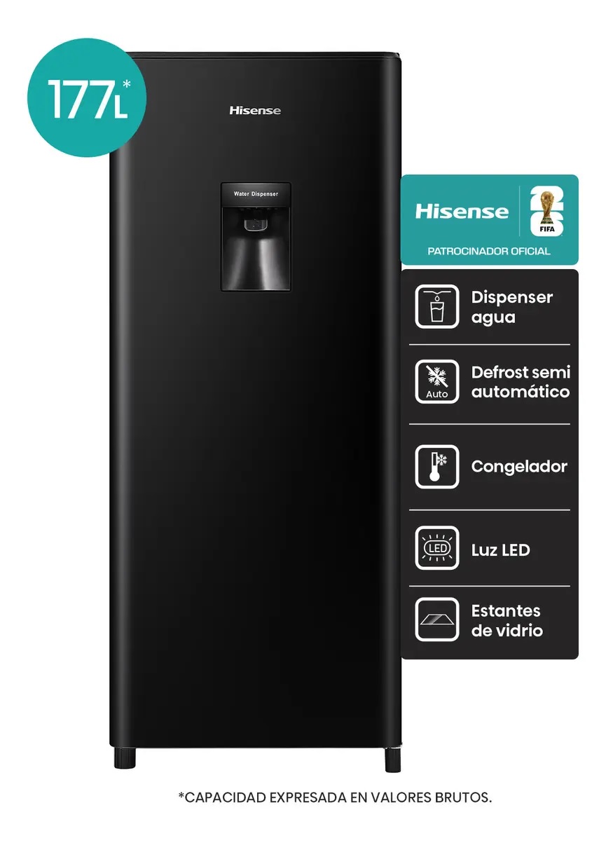 Heladera con congelador Hisense 161Lt negra