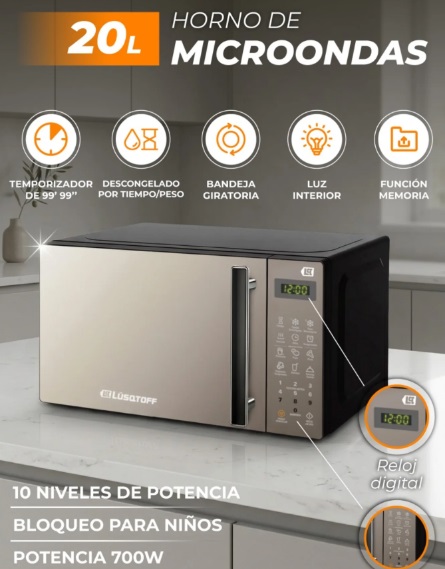 MICROONDAS LUSQTOFF 20L DIGITAL LQHM200D