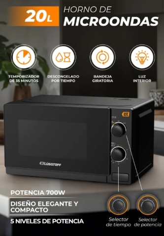 MICROONDAS LUSQTOFF 20L MECANICO LQ-HM200M