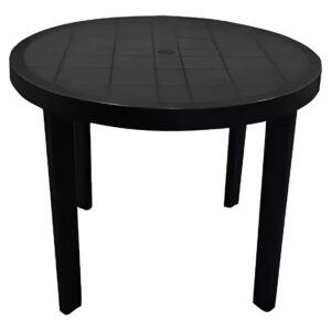 MESA PLASTICA GUINEA REDONDA 0.90 NEGRA -GARDEN LIFE-