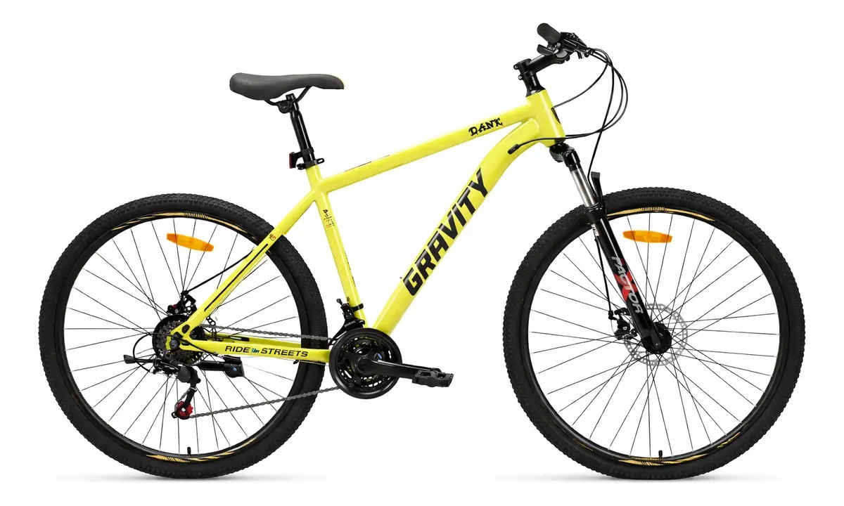 BICICLETA MTB GRAVITY DANK TALLE M/L R29 AMARILLO Y GRIS