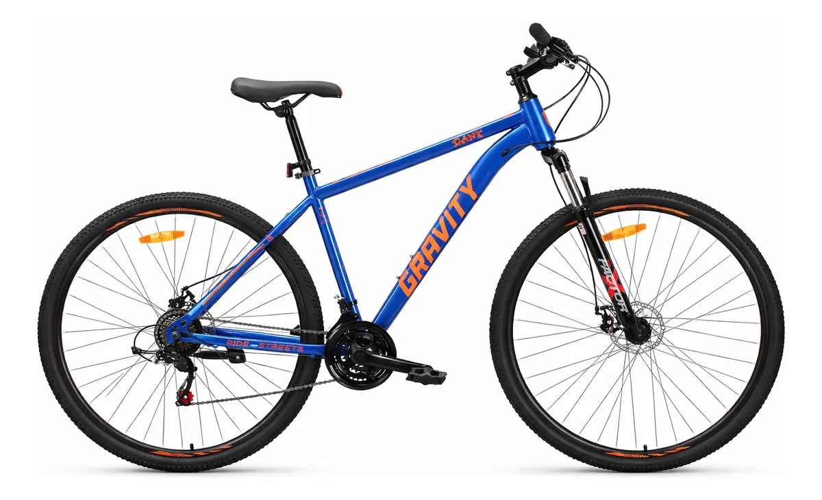 BICICLETA MTB GRAVITY DANK TALLE M/L R29 AZUL Y NARANJA
