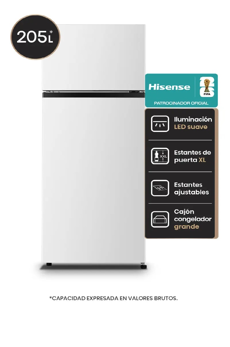 HELADERA HISENSE 205L BLANCA RT205N1EWA